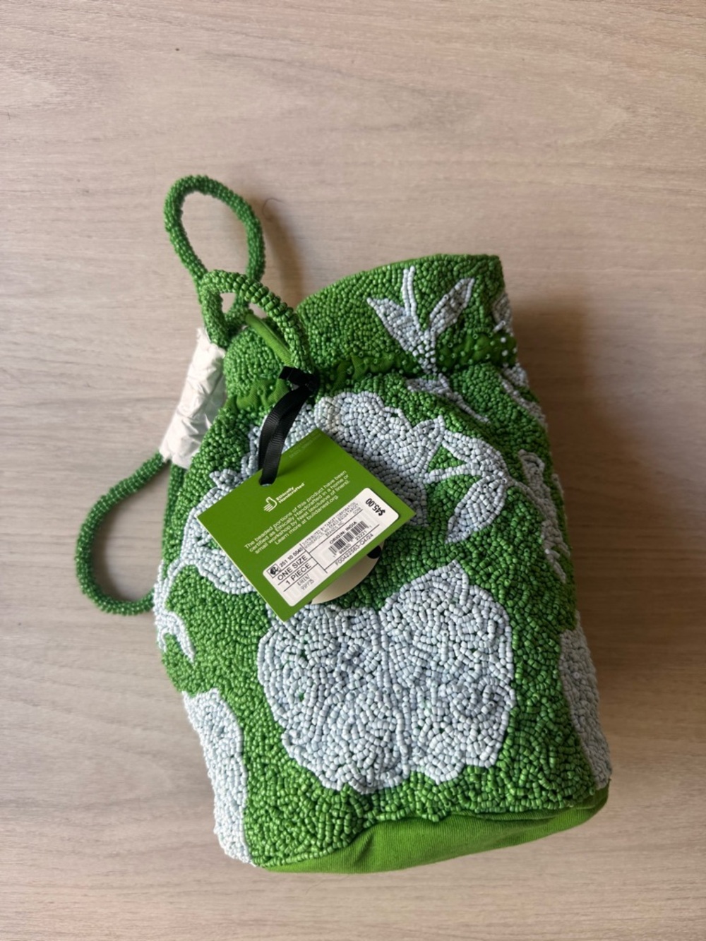 Kate Spade X Target - Green Beaded Floral Drawstring Bag - Picture 4 of 7